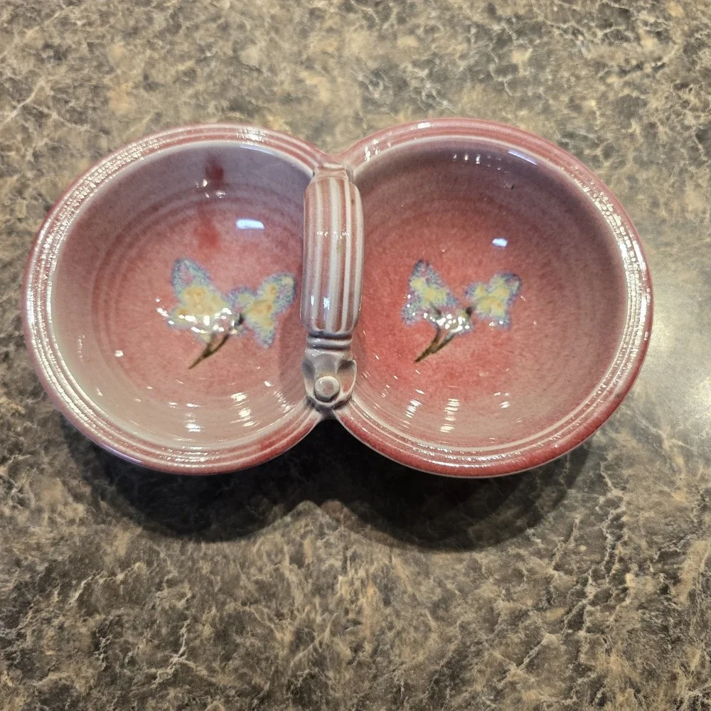 Handmade Double Serving Dish Signed Chuck Moore & Bonnie‎ Sargent Pottery